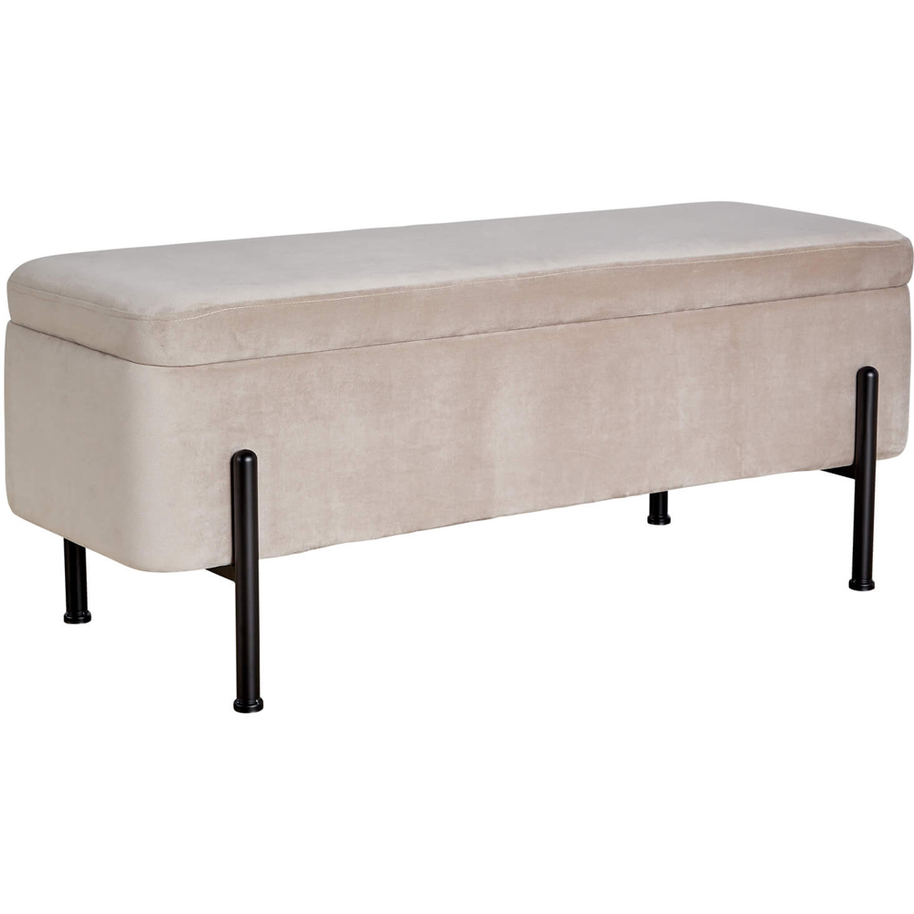 Home Source Oasis Grey Velvet Storage Ottoman with Metal Legs Image 2