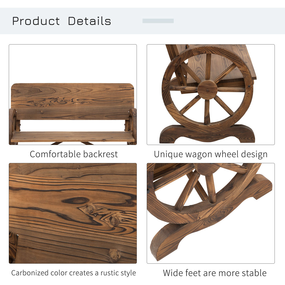 Outsunny 2 Seater Burnt Stained Garden Bench Image 6