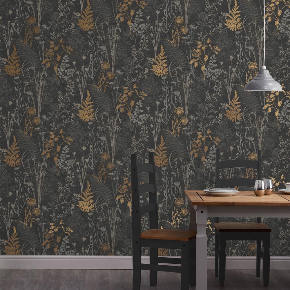 Superfresco Easy Organics Black and Copper Wallpaper Image 4