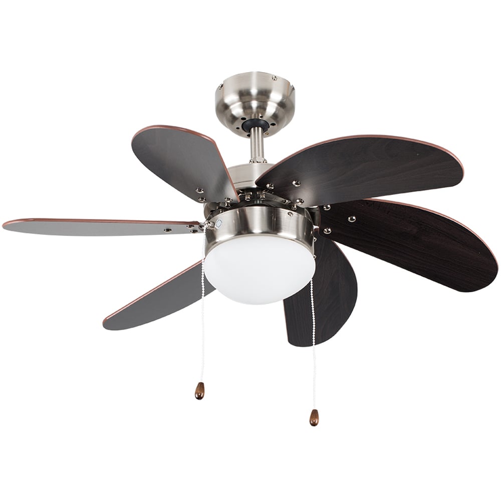 ValueLights Typhoon Brushed Chrome Ceiling Fan with LED Image 1