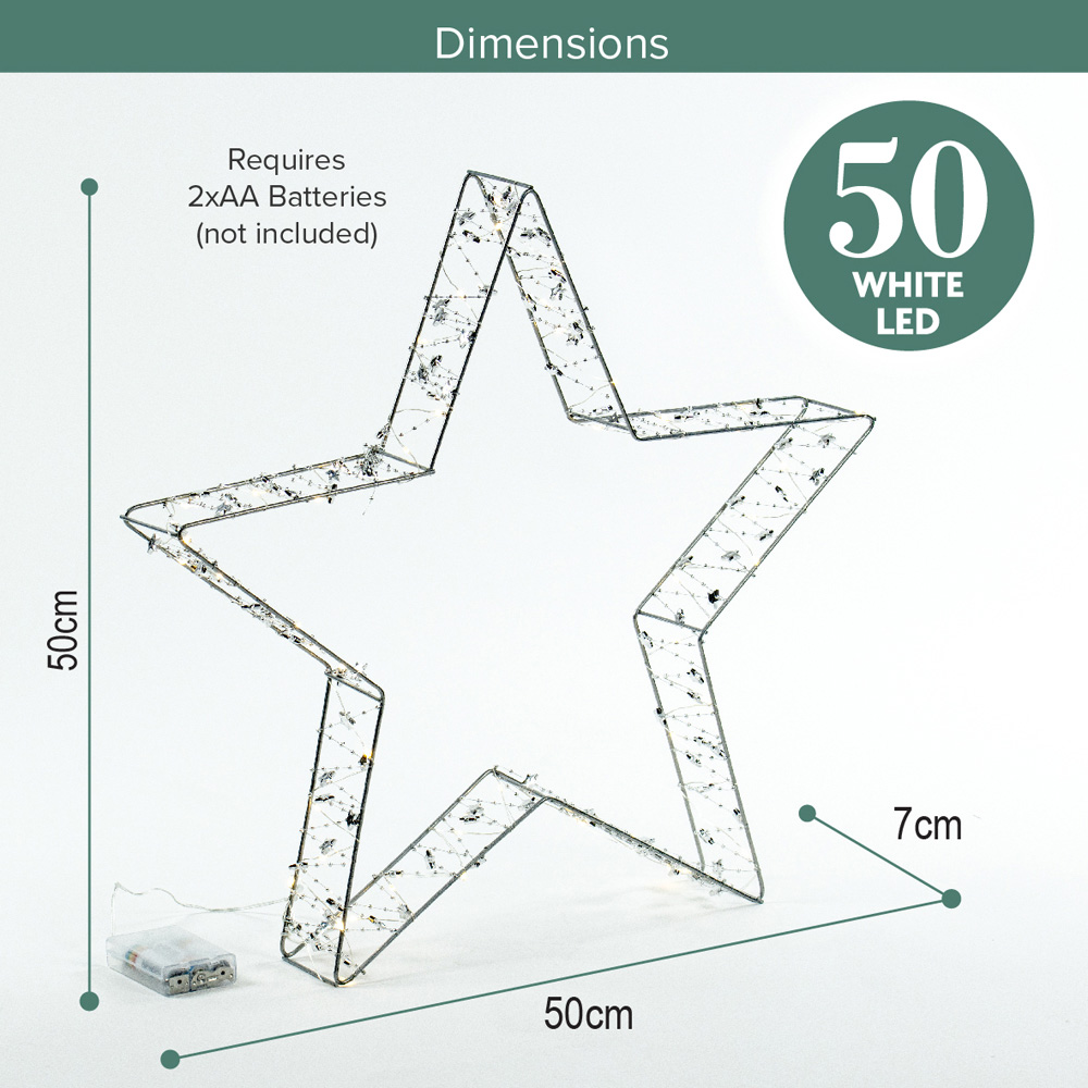 The Christmas Workshop 50 Warm White LED Light Up Metal Star Decoration with Reflective Beads 1.6ft Image 9