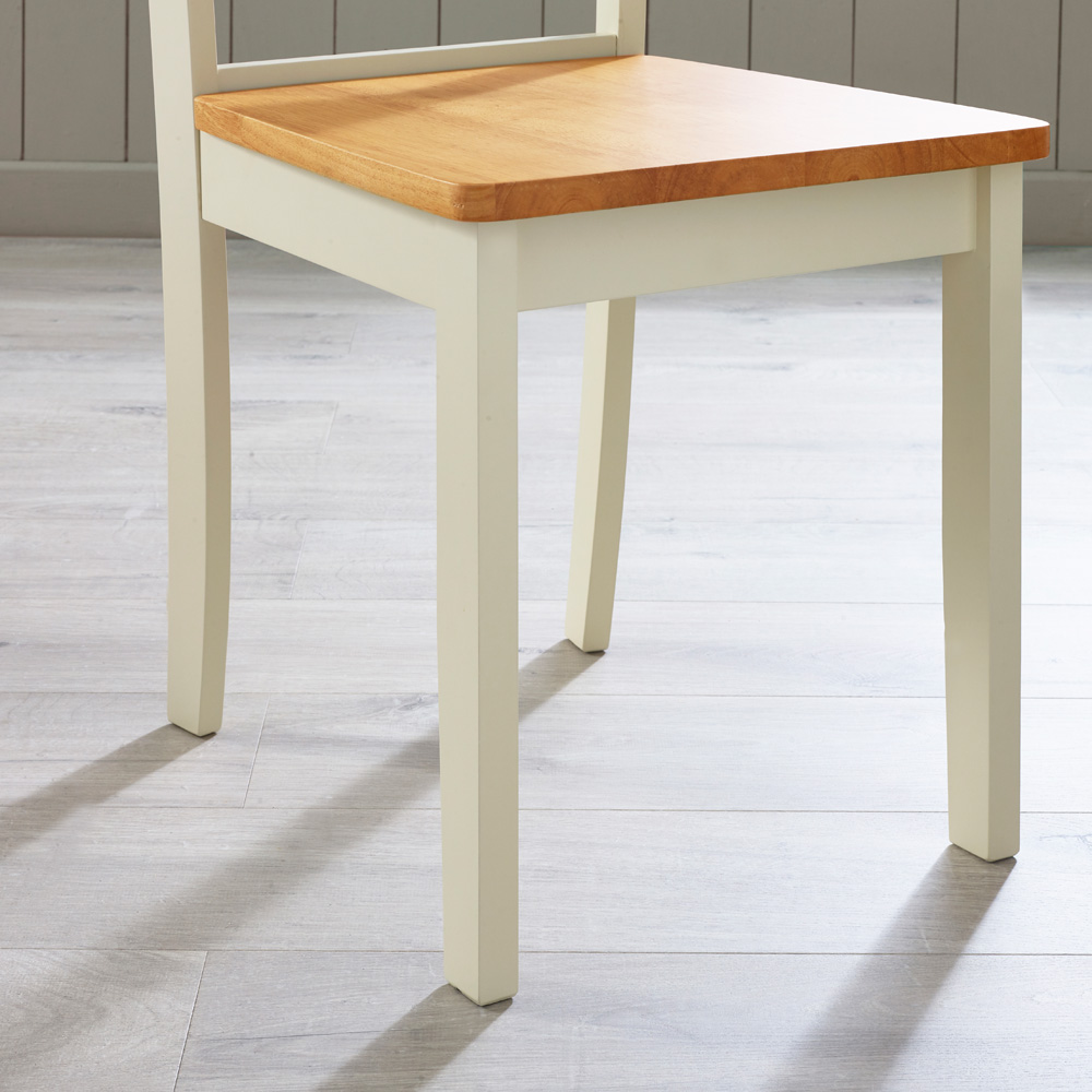 Furniturebox Marros Set of 2 Cream and Oak Effect Solid Wood Crossback Dining Chairs Image 4