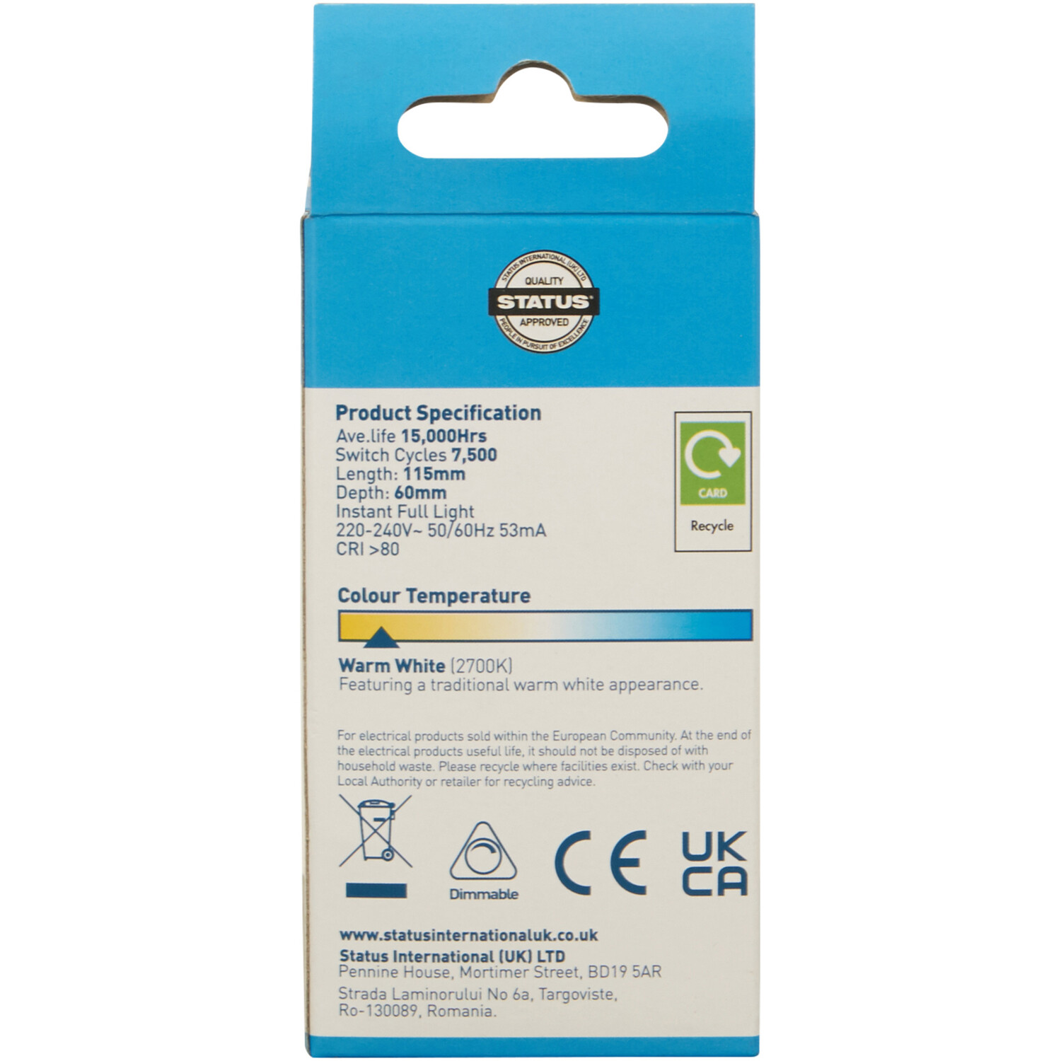 8.5W Dimmable GLS L.Bulb BC/B22 CAP Image 4