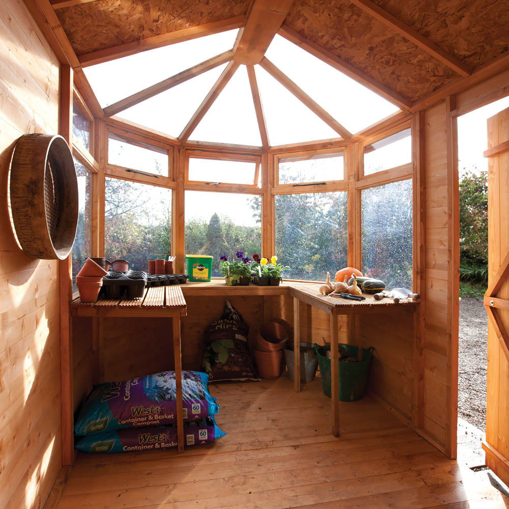 Rowlinson 6.7 x 10ft Brown Potting Garden Shed Image 3