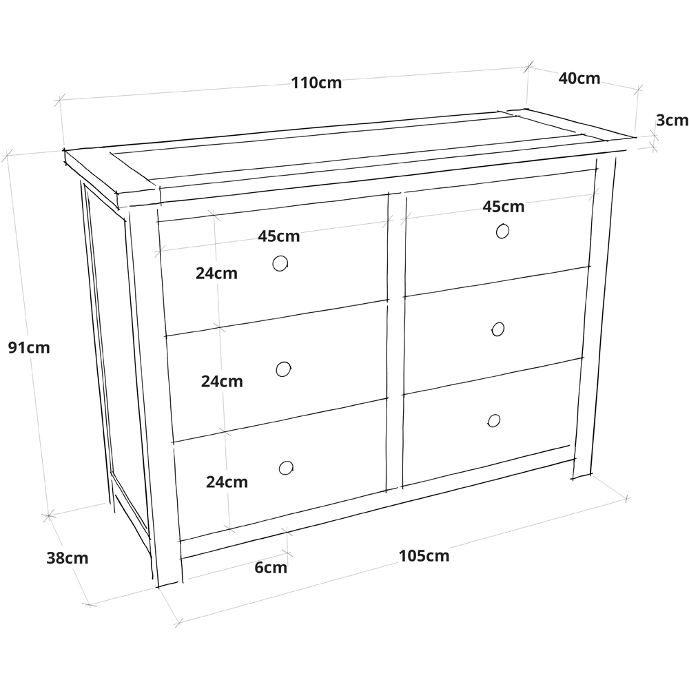 Cabinet Bits Lugo 6 Drawer Brown Brass Knob Chest of Drawers Image 9