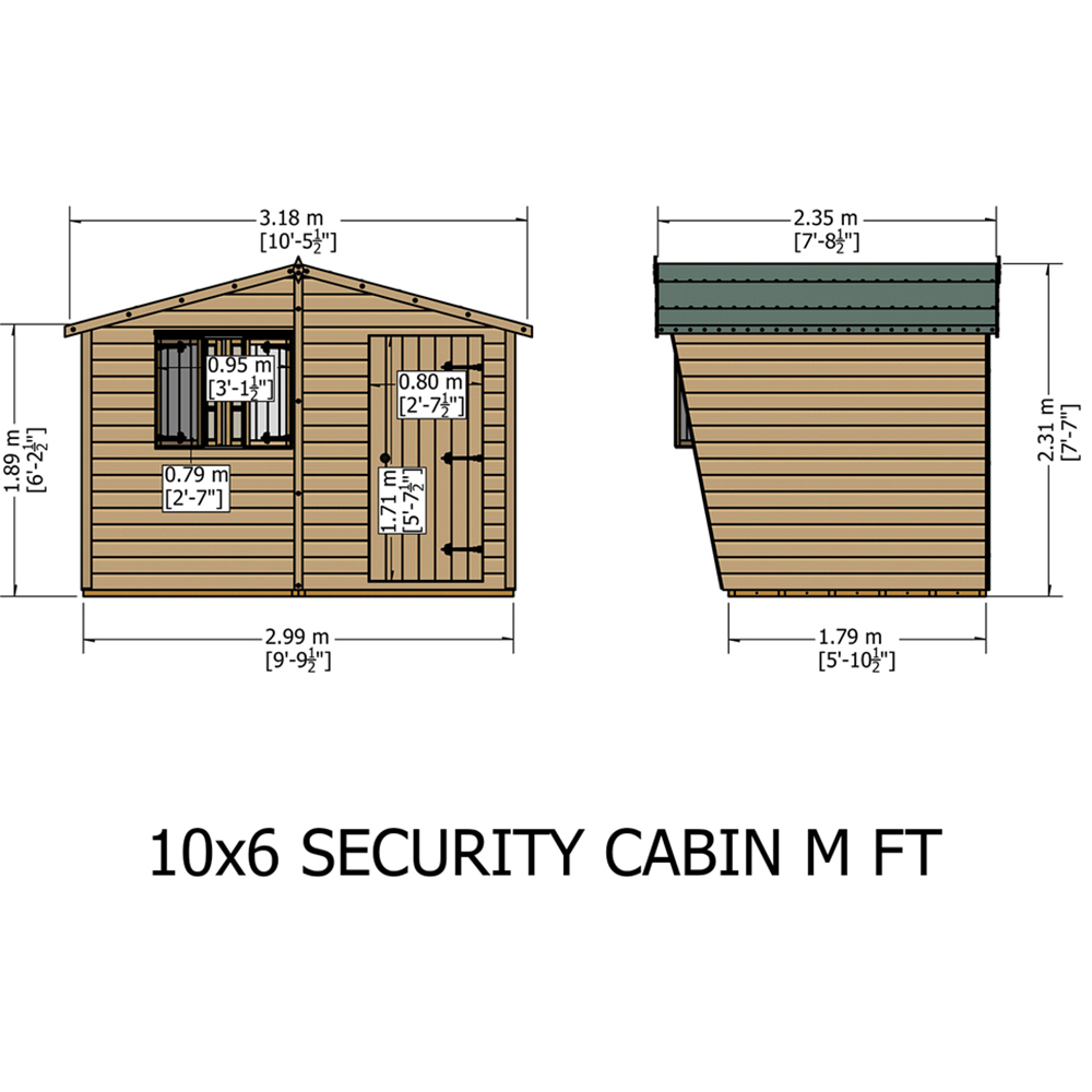 Shire 10 x 6ft Shiplap Style C Security Cabin Apex Garden Shed Image 9