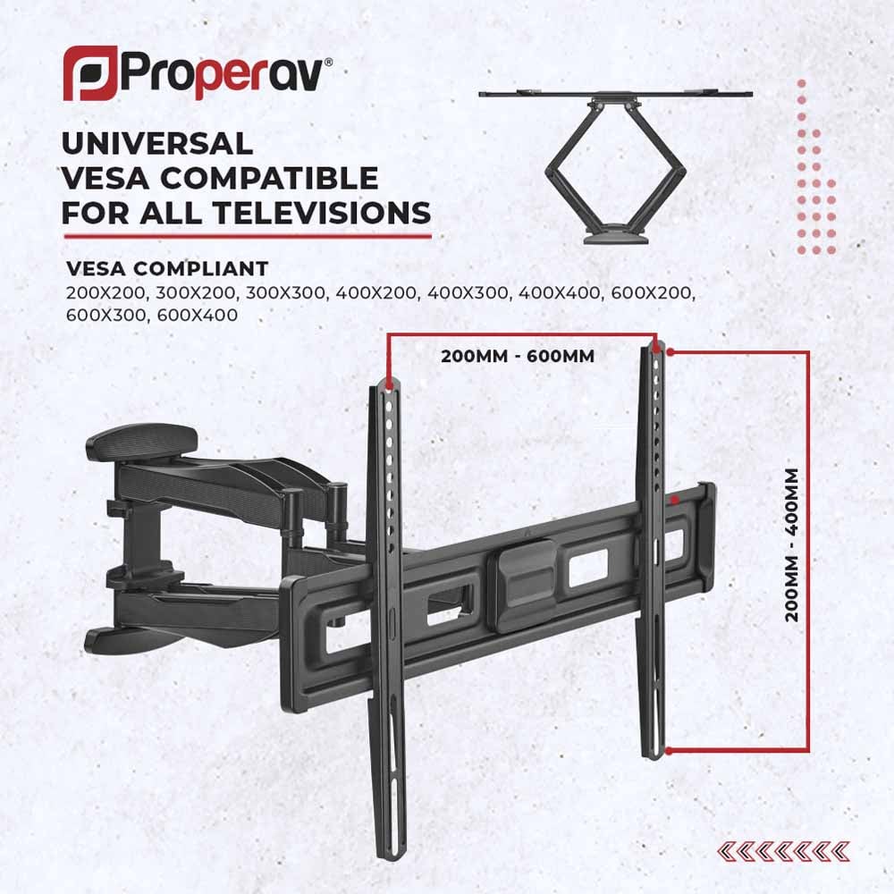 Properav Black Heavy Duty Swing Arm TV Wall Bracket 37 to 75 inch Image 5