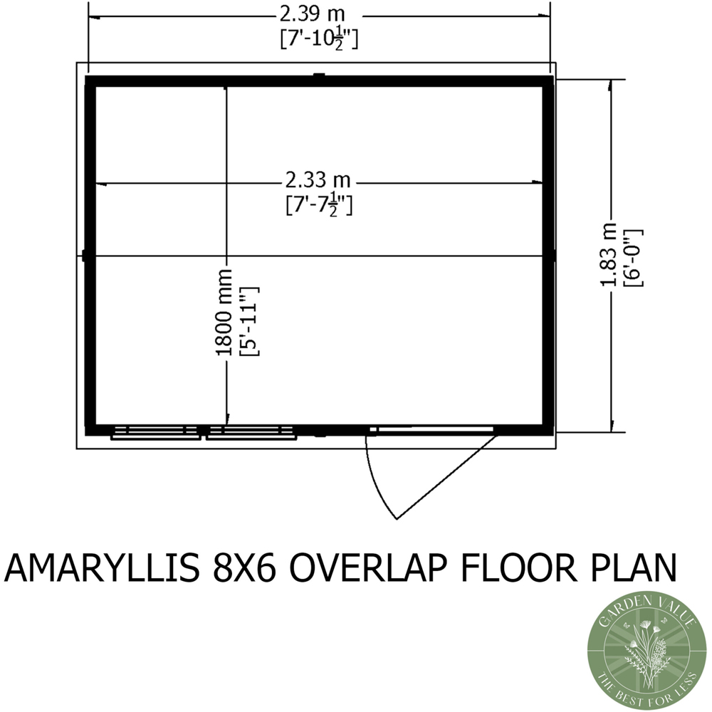 Shire Amaryllis 8 x 6ft Dip Treated Overlap Shed Image 7