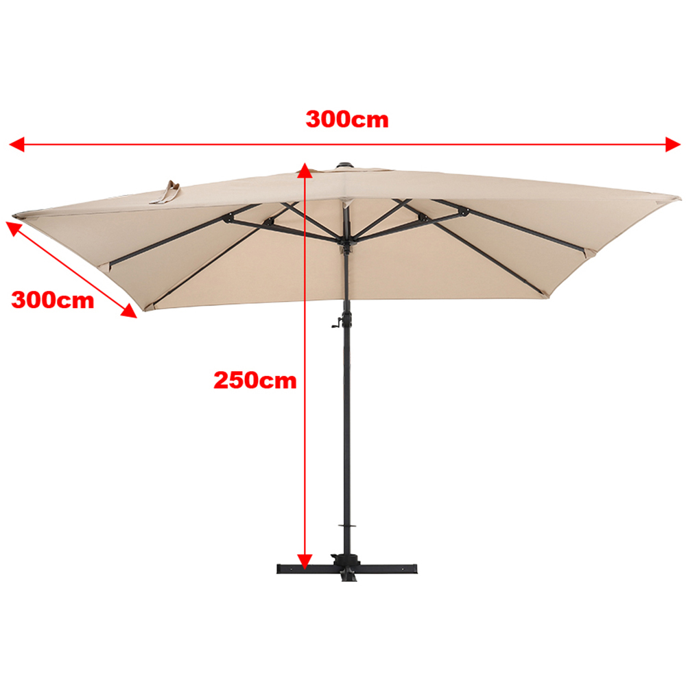 Living and Home Khaki Square Rotating Crank Cantilever Parasol with Reservoir Base 3m Image 8