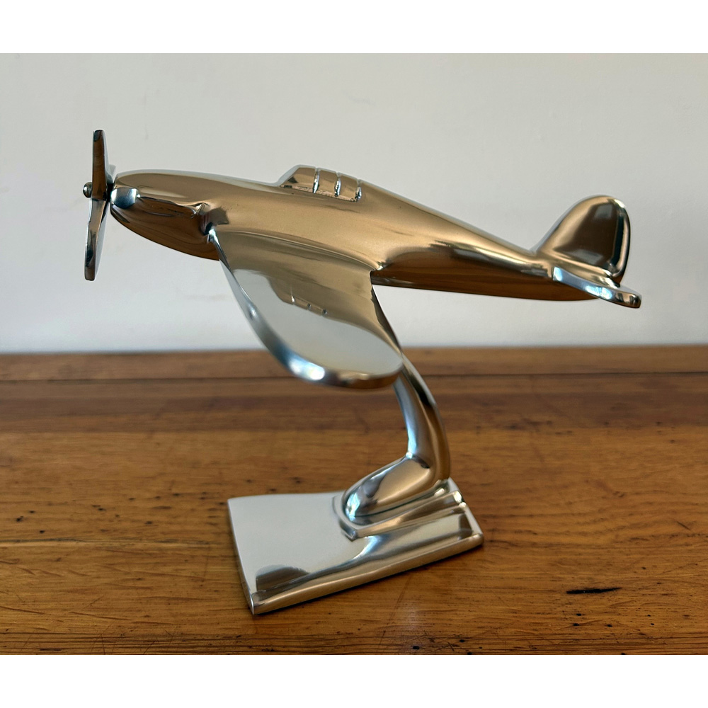 Inspirational Gifting Polished Aluminium Hawker Hurricane Aeroplane Home Ornament 17cm Image 2