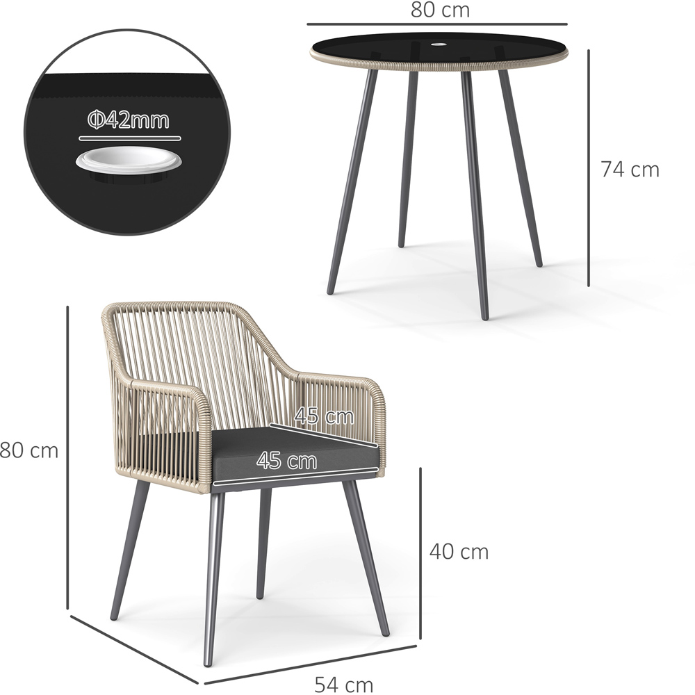 Outsunny 4 Seater Rattan Dining Set Light Brown Image 9