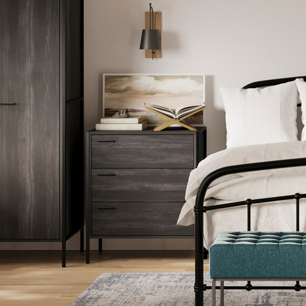 Hoxton 3 Drawer Black Chest of Drawers Image 6