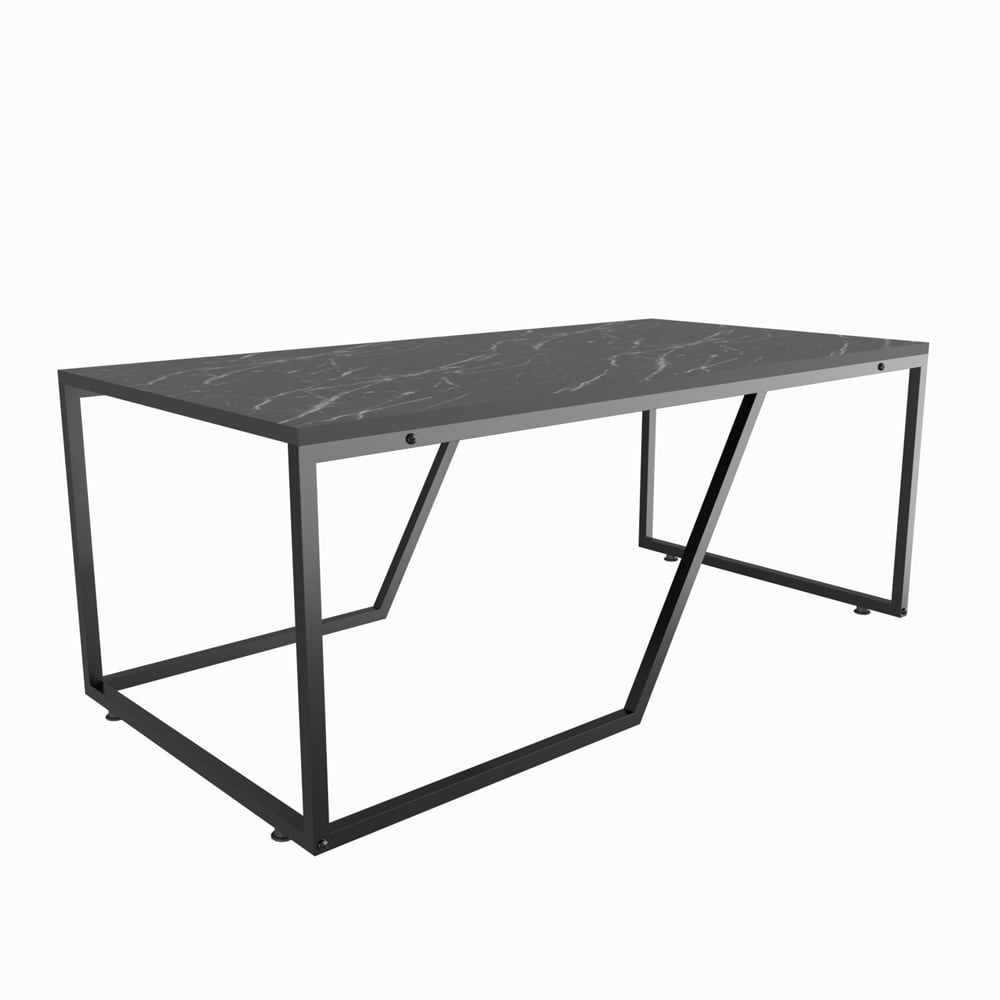Decorotika Wendy Black Marble Effect Industrial Coffee Table Image 2
