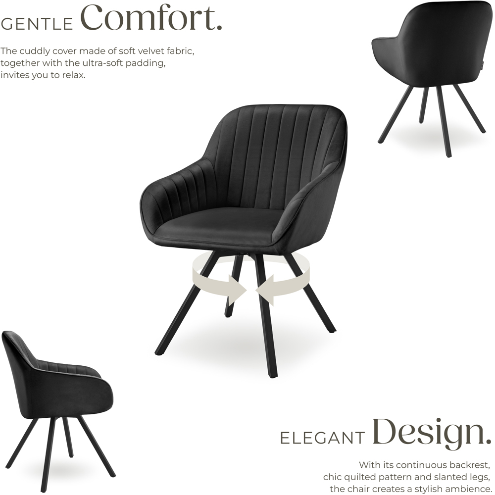 tectake Set of 2 Black Velvet Lounge Armchair Image 3
