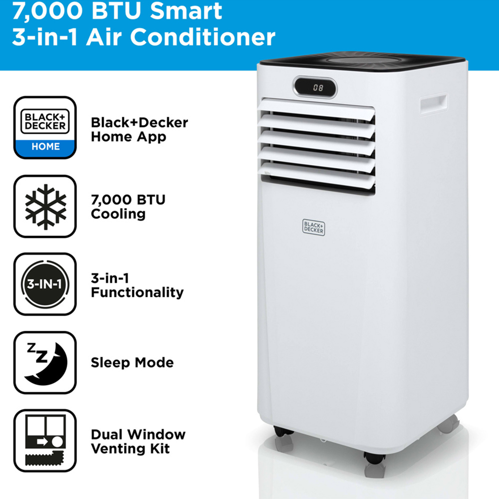 BLACK+DECKER White 3 in 1 7000BTU Portable Smart Air Conditioner Image 3