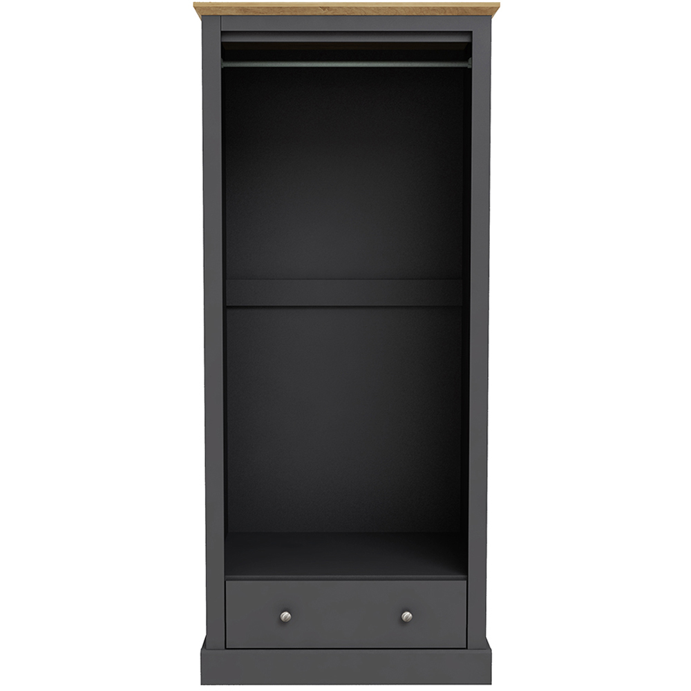Devon 2 Door Single Drawer Charcoal Wardrobe Image 3