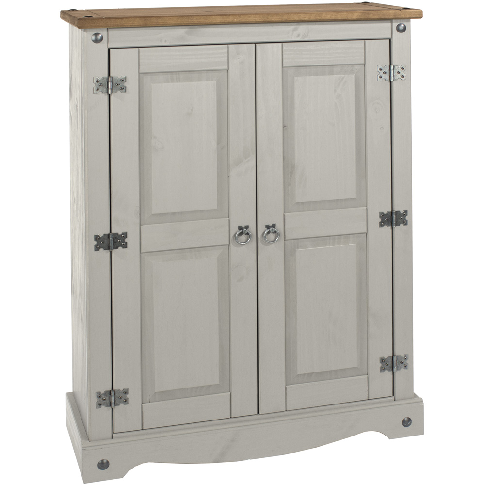 Corona 2 Door Grey Washed Wax Finish Cupboard Image 4