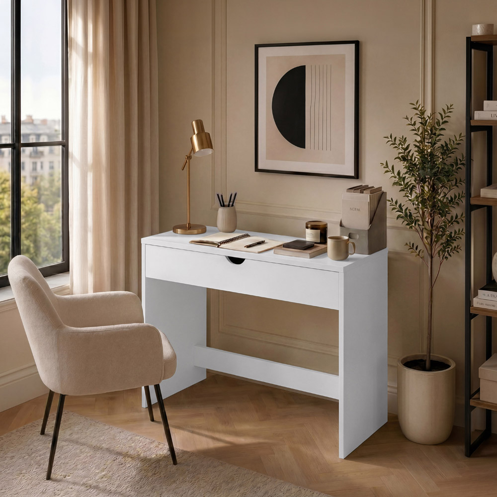 VIDA DESIGNS Single Drawer White Dressing Table Image 3