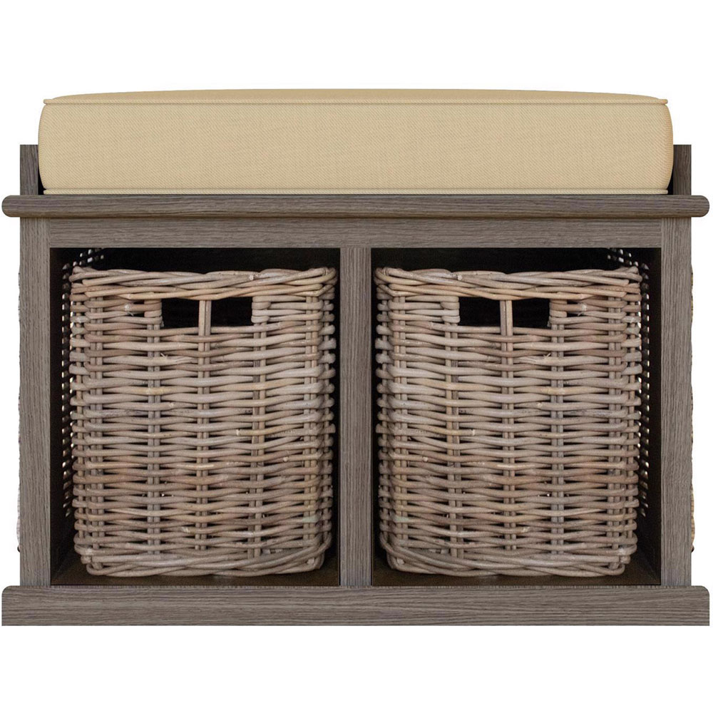 FWStyle Maya 2 Seater Kubu Rattan Handmade Bench with Storage Basket Image 4