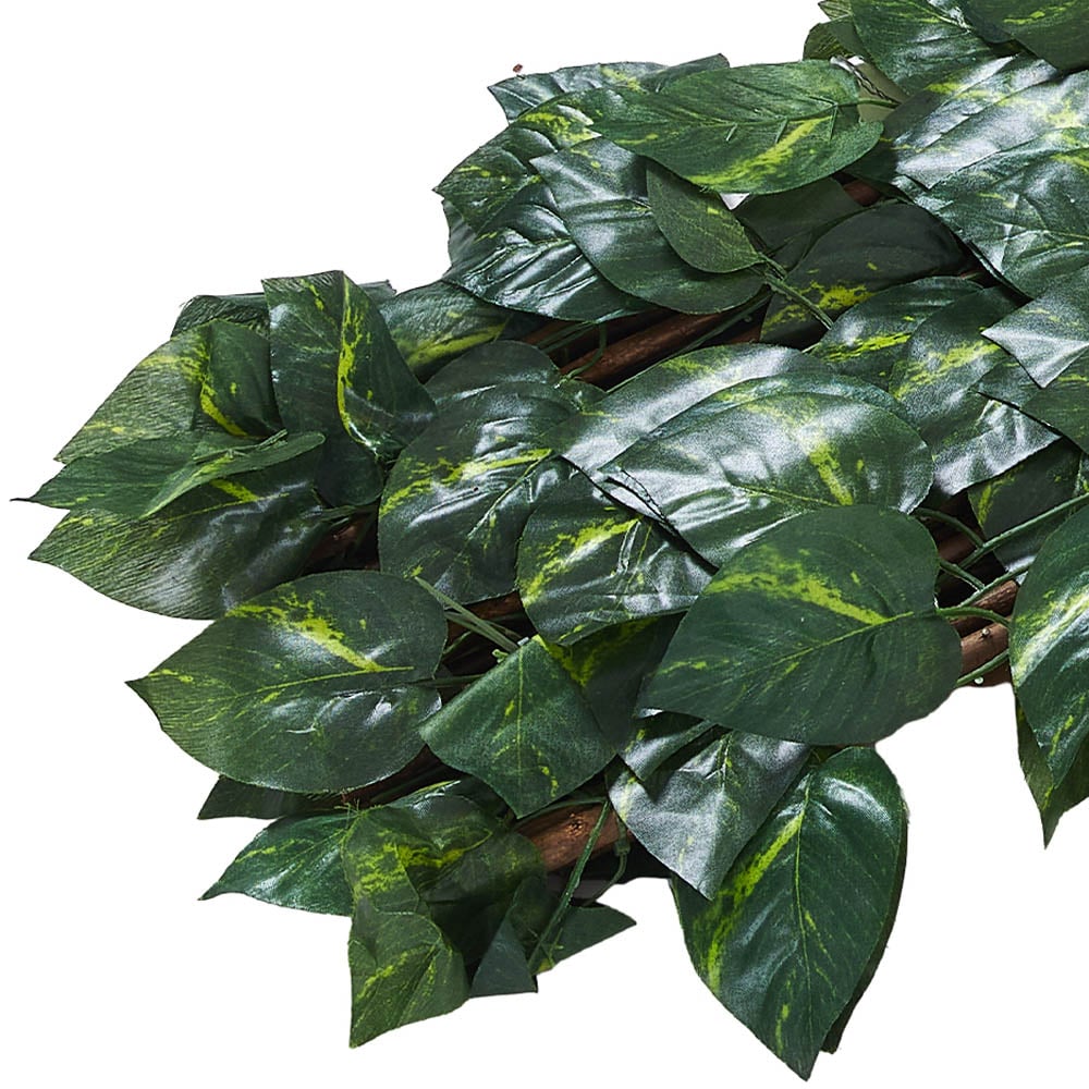 Living and Home 7.2 x 3.1ft Retractable Hedge Panel with Artificial Pothos Leaf Image 6