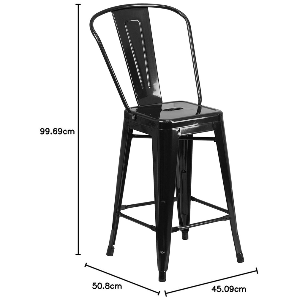 FWStyle Set of 4 24 inch Black Galvanised Steel Ready Assembled Bar Chairs Image 6