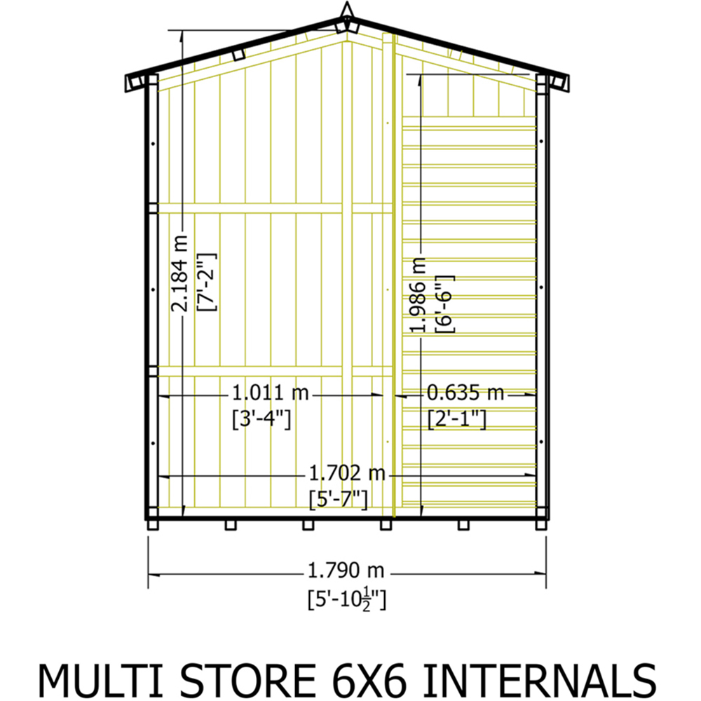 Shire 6 x 6ft Dip Treated Multi Store Apex Garden Shed Image 6