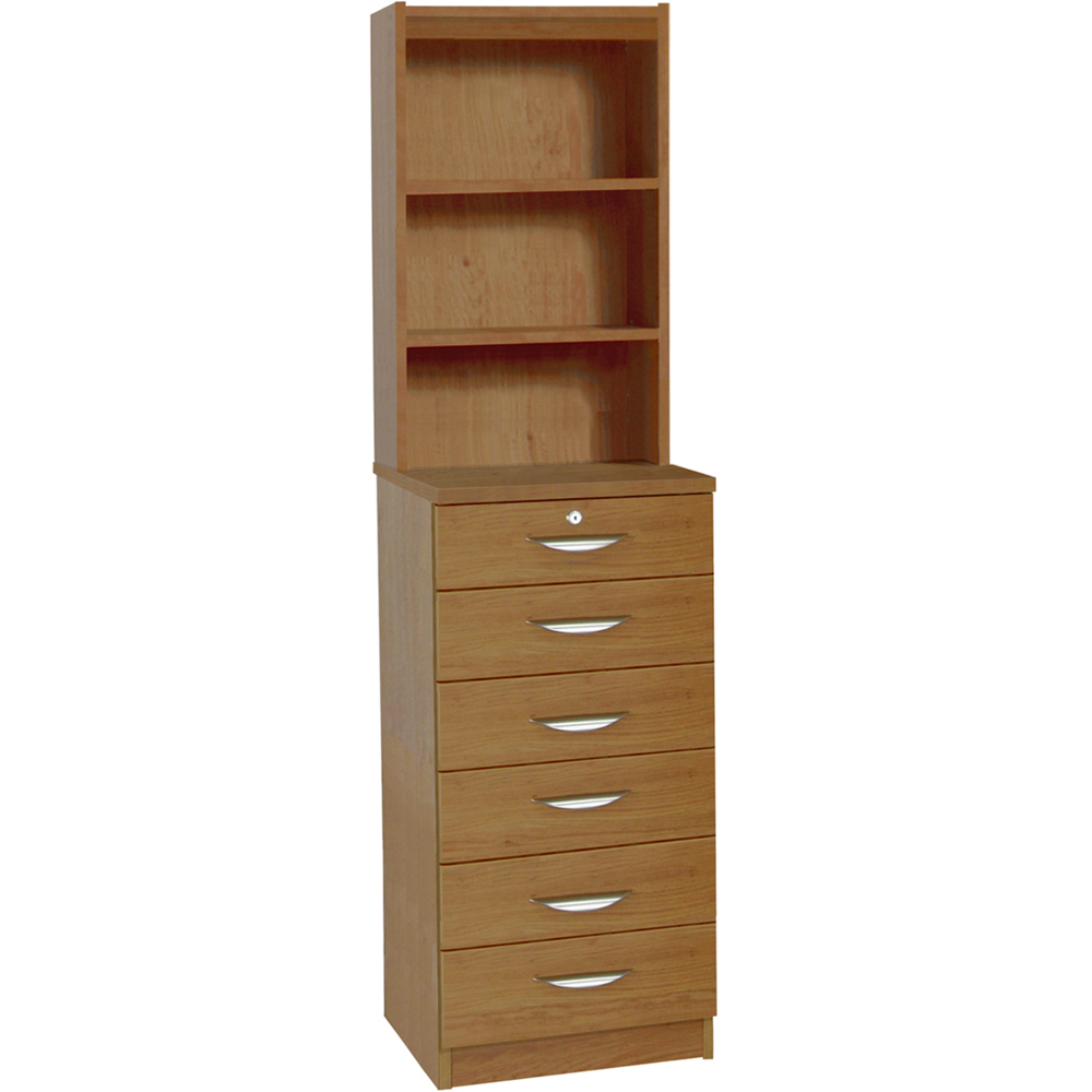 R White Cabinets 6 Drawer 3 Shelf Brown Chest of Drawers with Hutch Image 2