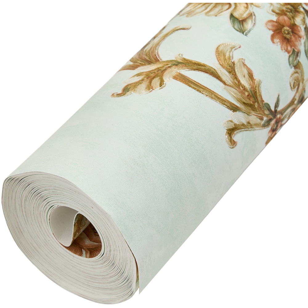 Living and Home Floral Pattern 3D Embossed Light Green Non-Pasted Non-Woven Wallpaper Image 4