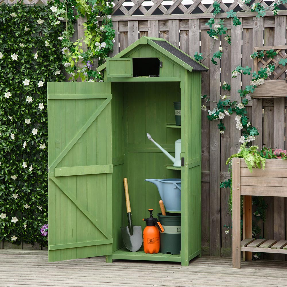 Outsunny 6 x 2ft 3 Shelf Green Tool House Garden Shed Image 3