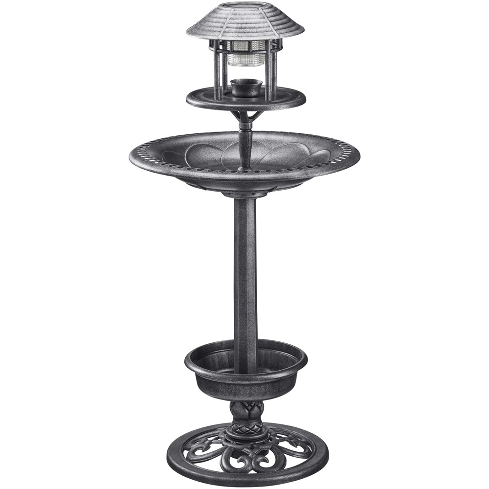 Happy Beaks Bird Hotel with Solar Light Pewter Image 5