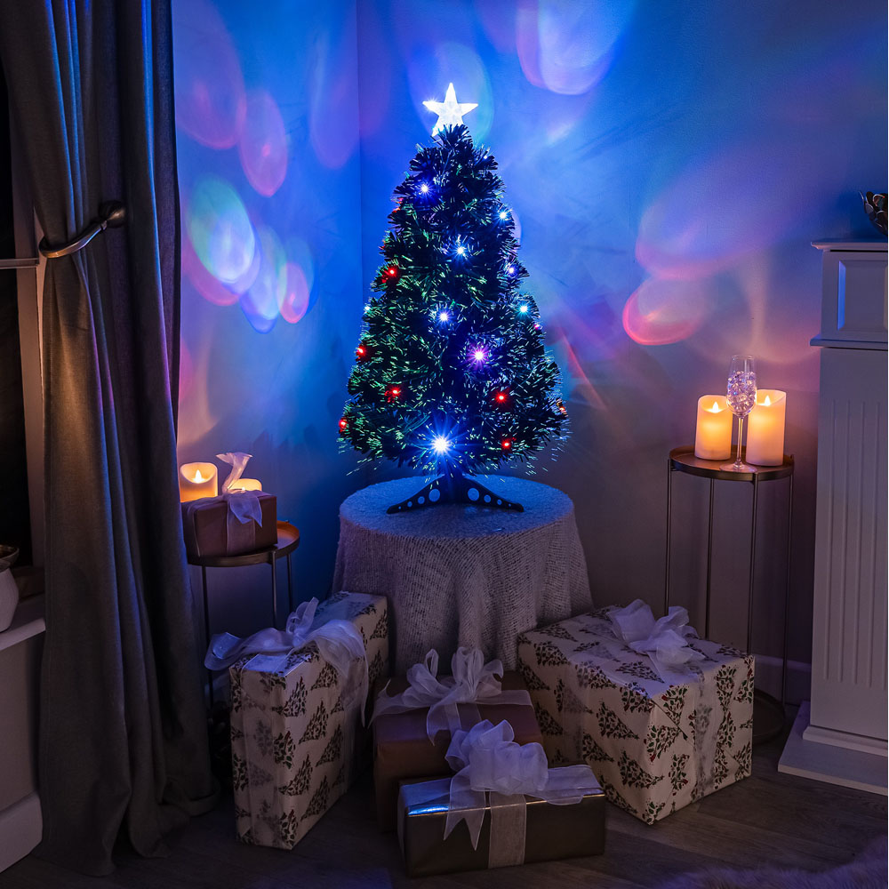The Christmas Centre 18 Multicolour LED Black Fibre Optic Artificial Xmas Tree 2ft Image 2