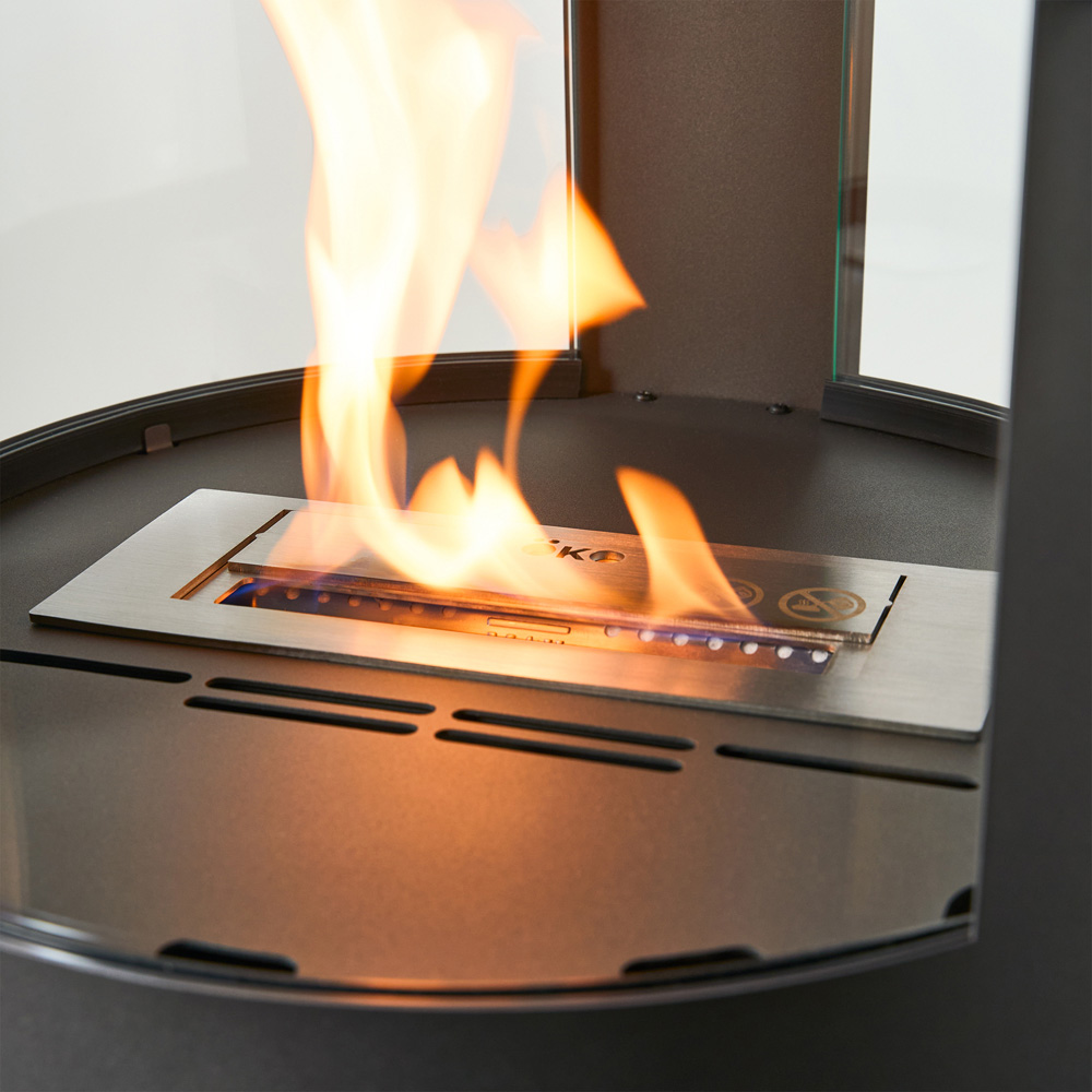 OKO S7 Charcoal Grey Bio Ethanol Cylinder Stove with Log Storage 3000W Image 5