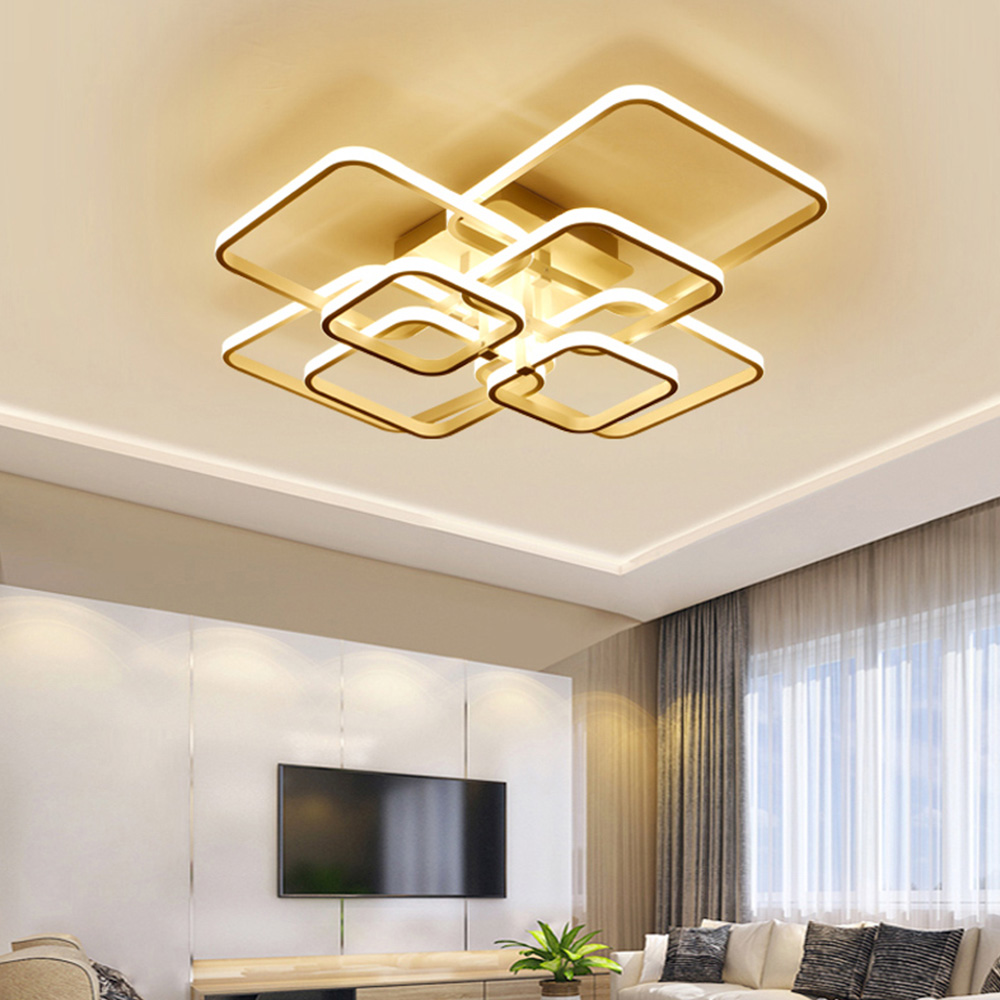 Living and Home White 8 Light Square LED Ceiling Light with Remote Image 6