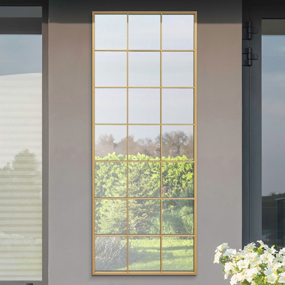MirrorOutlet The Genestra Gold Modern Window Garden Wall Mirror 200 x 80cm Image 2