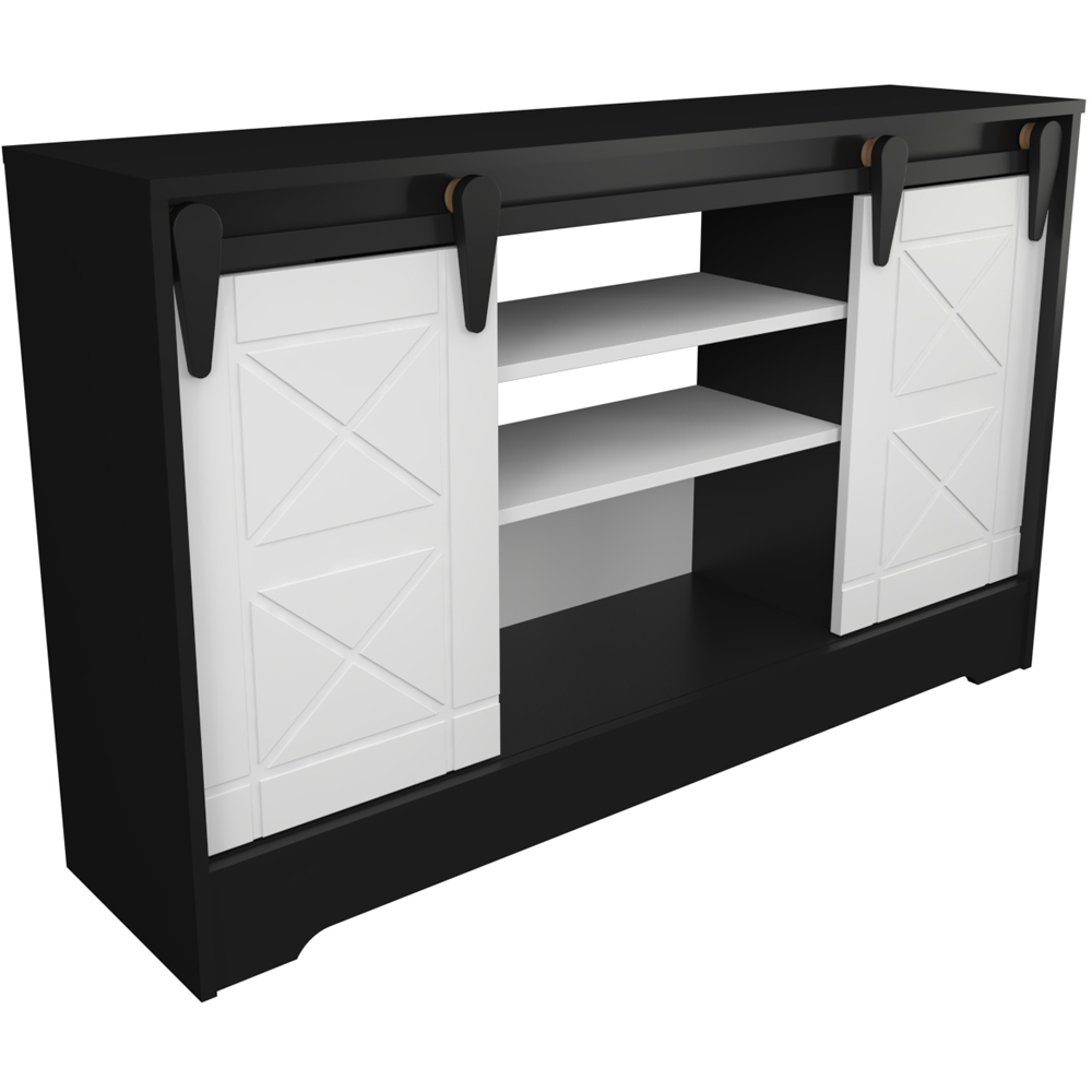 Decorotika Nisay 2 Door 3 Shelf Dark Grey and White TV Unit Image 2
