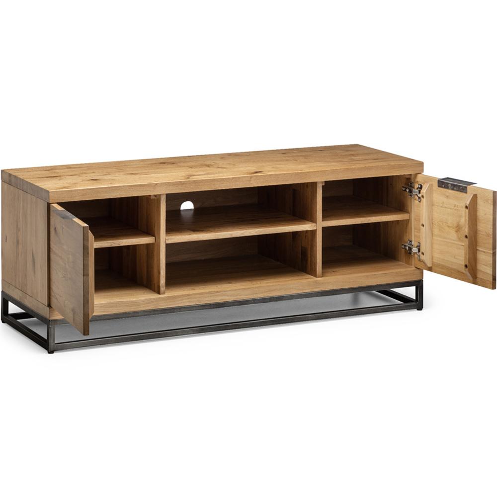 Julian Bowen Brooklyn 2 Door 2 Shelf Oak TV Unit Image 3