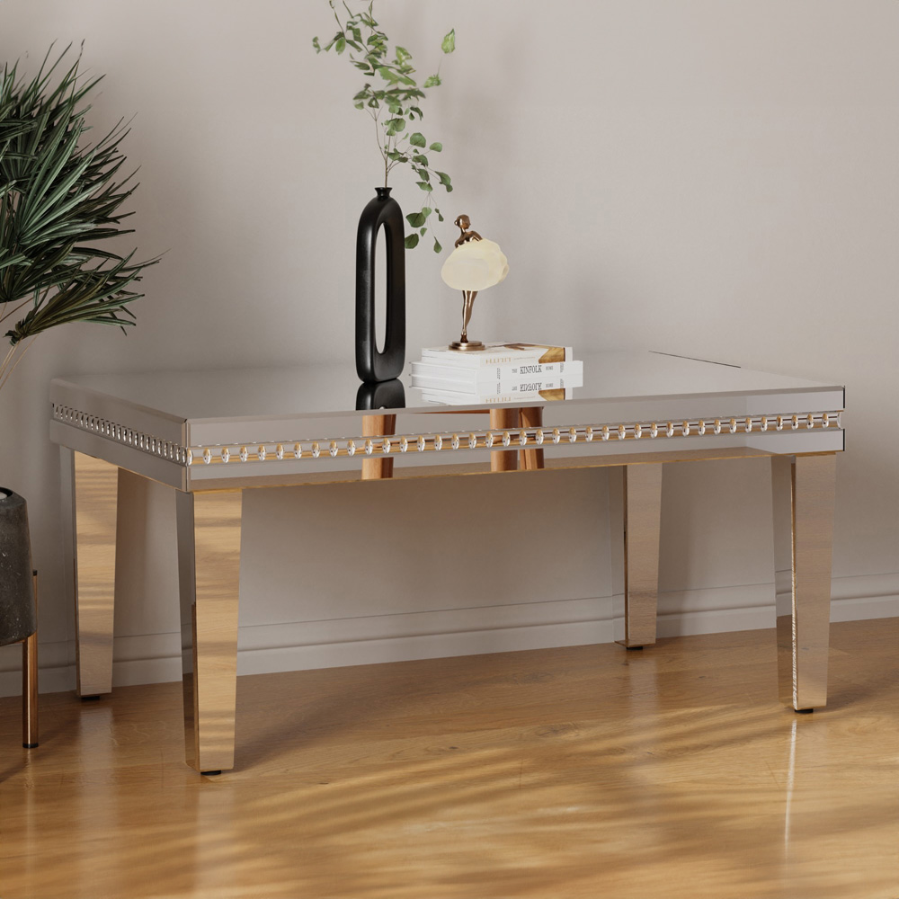 Comfy Living Mirrored Crystal Coffee Table Image 5