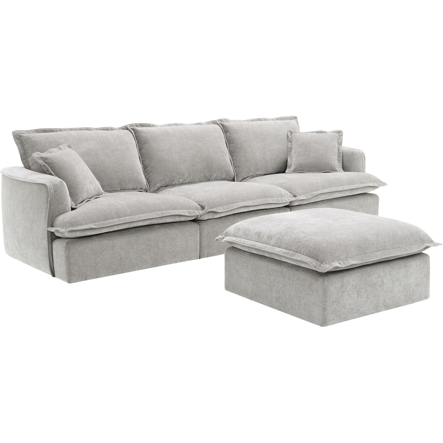 Molly 3 Seater Sofa with Ottoman - Grey Image 11