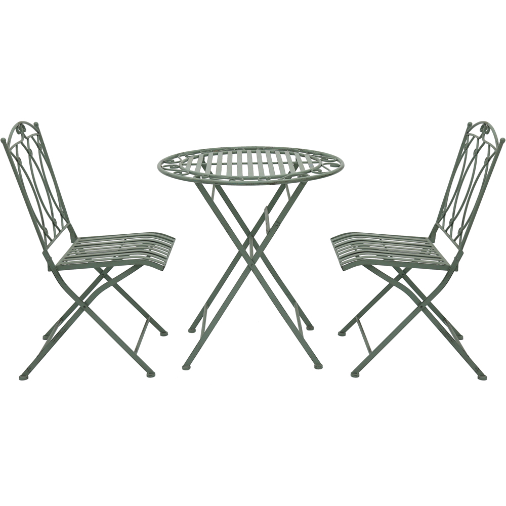 Charles Bentley Wrought Iron 2 Seater Bistro Set Sage Green Image 3
