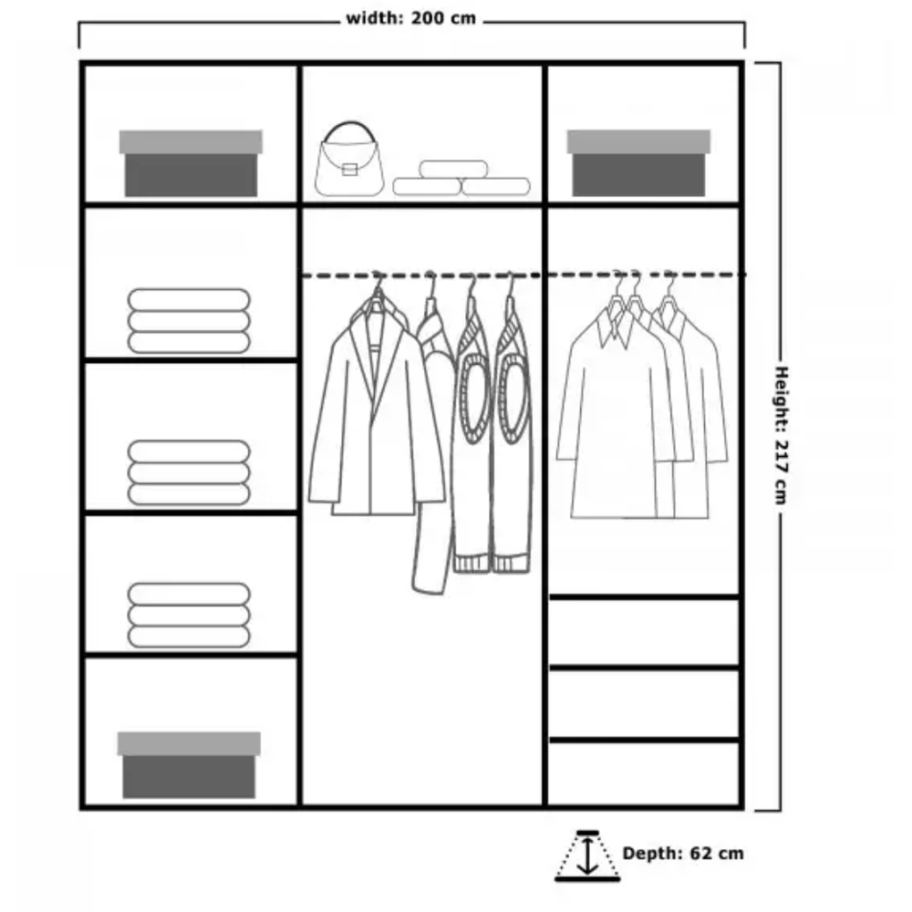 M N Furniture Collian 2 Door Grey Mirrored Sliding Wardrobe 200cm Image 5