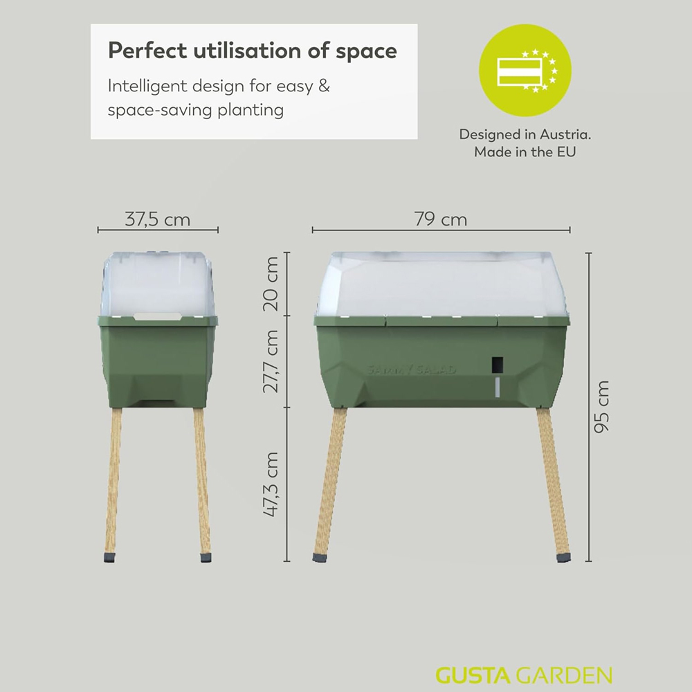 Gusta Garden Sammy Salad Anthracite Raised Bed with Water Tank and Cover Image 7