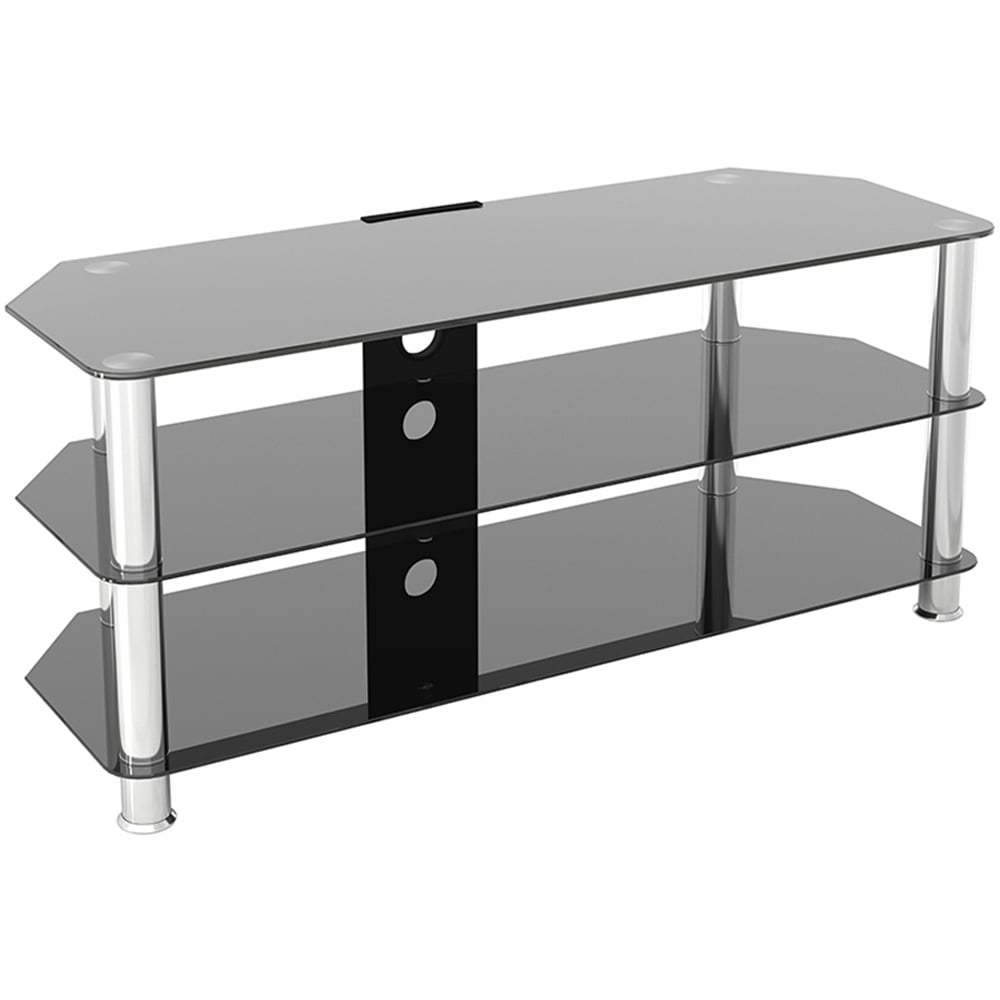 AVF Classic 3 Shelf Black Glass and Chrome Corner TV Stand Image 2