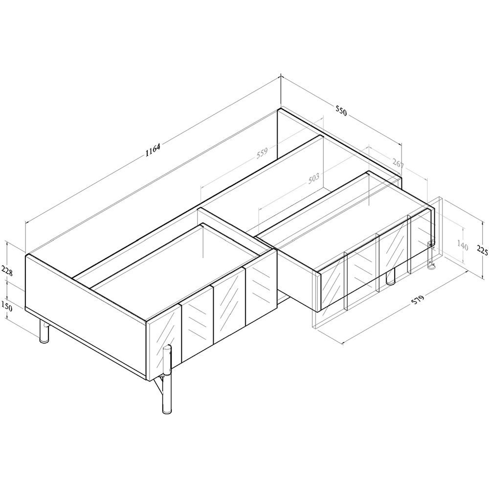 Kudl 2 Door Walton Oak Coffee Table Image 5