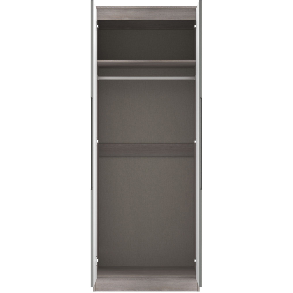 Crowndale Milan 2 Door Grey Gloss and Grey Oak Tall Wardrobe Ready Assembled Image 7