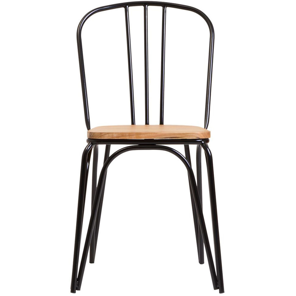 Premier Housewares District Black Metal And Elm Wood Dining Chair Image 2