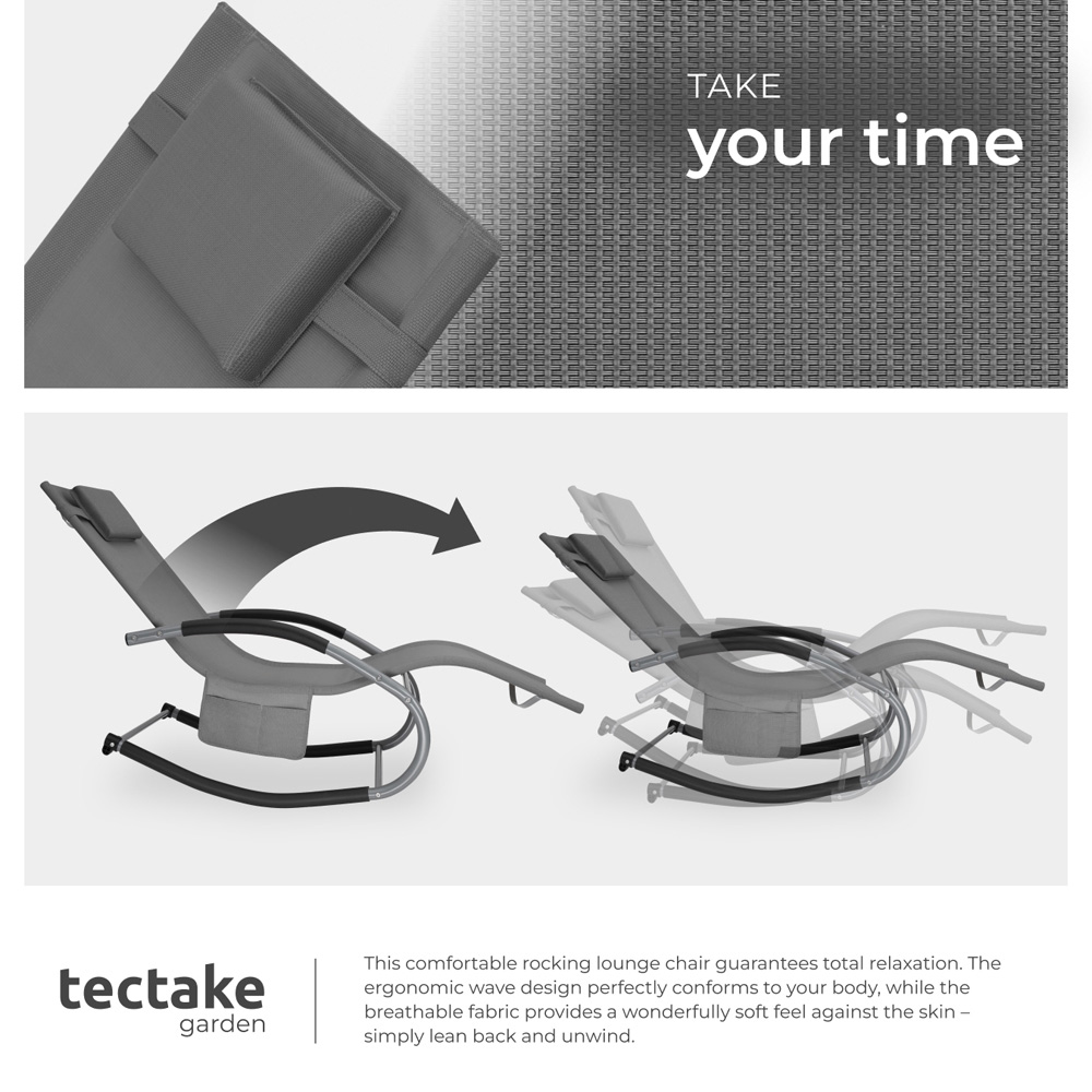 tectake Taya Set of 2 Grey Rocking Sun Lounger Image 4