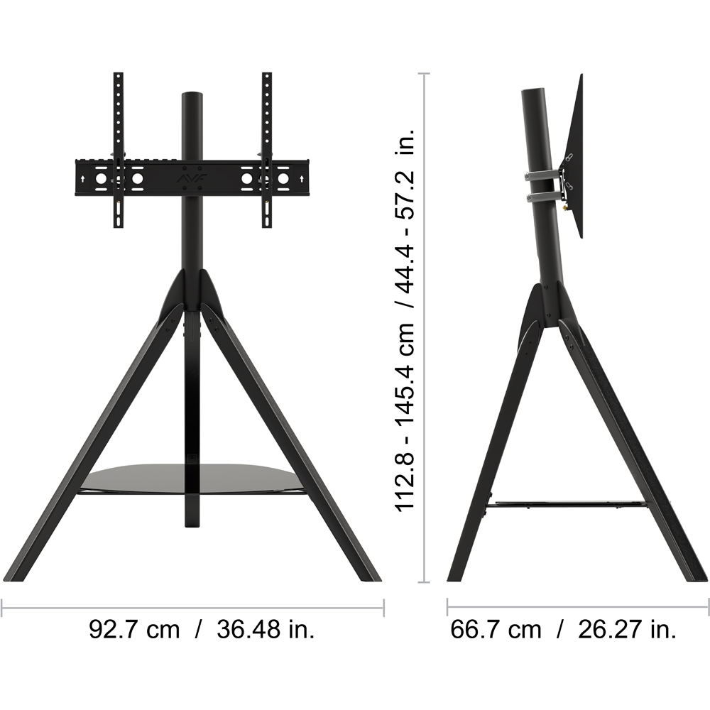 AVF Hoxton Sound Single Shelf Black Freestanding Tripod TV Unit Image 9