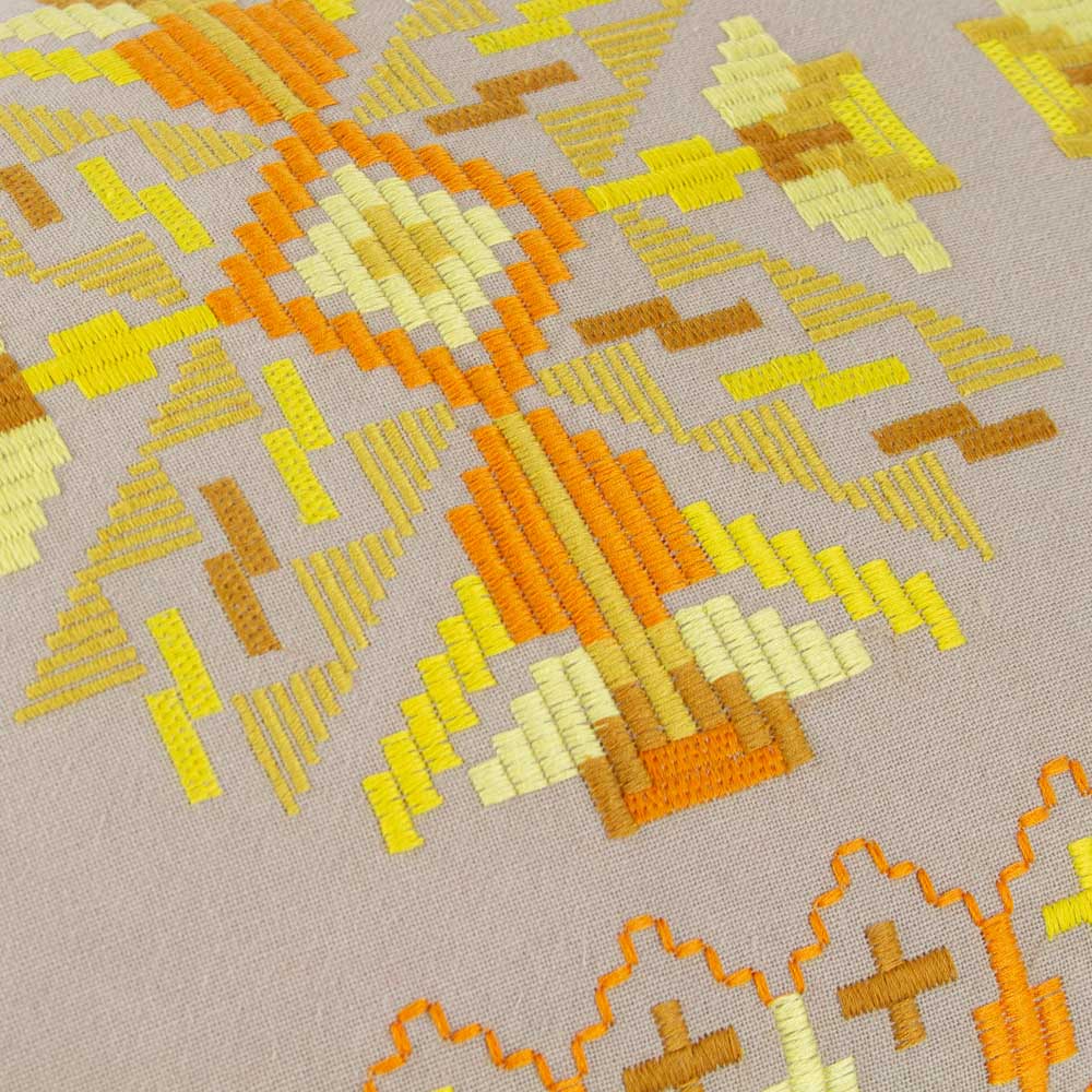 furn. Kalina Yellow Embroidered Cushion Image 4