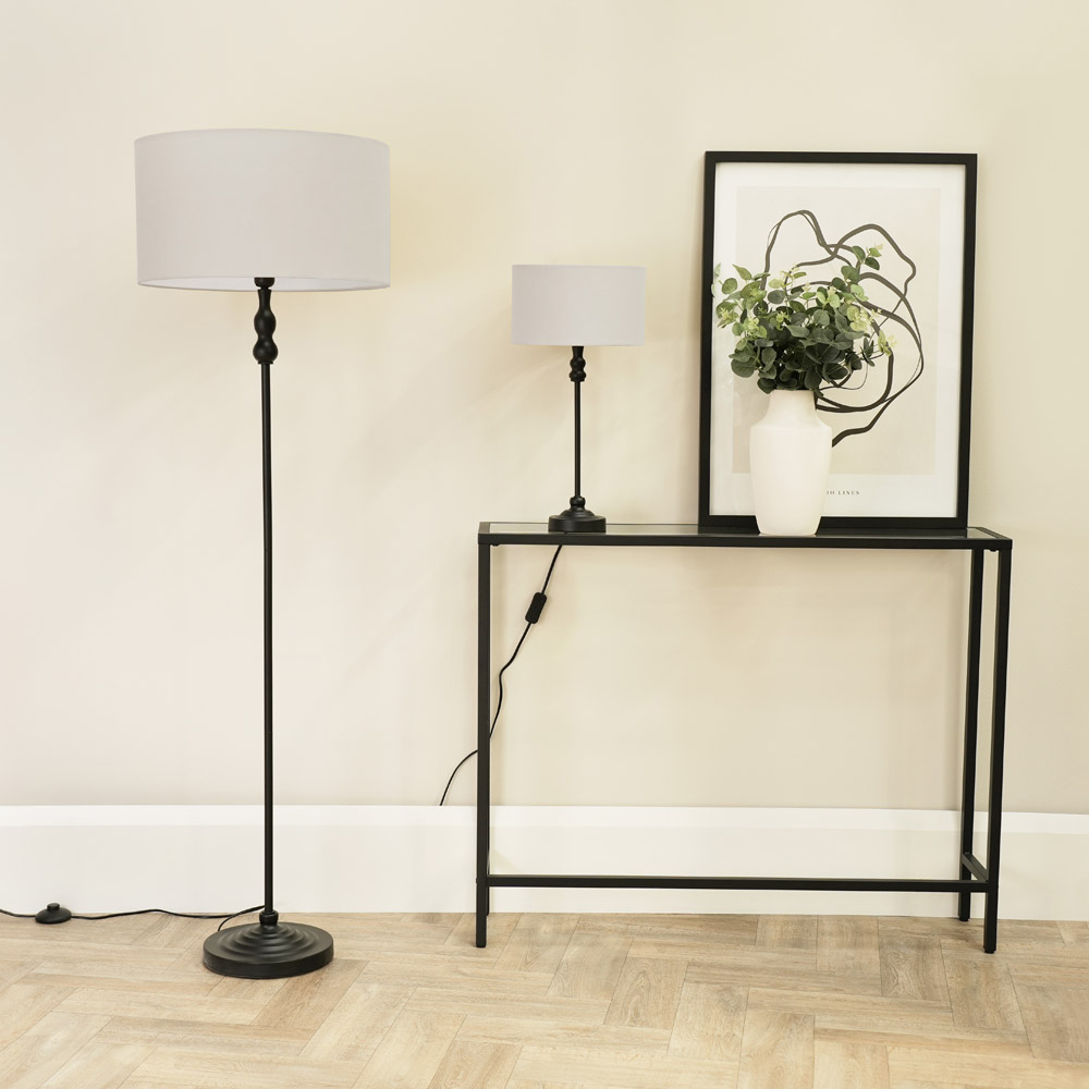 ValueLights Maggie White and Black Drum Shade Candlestick LED Table Lamp Image 5