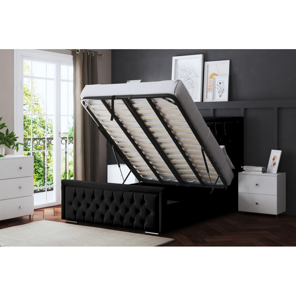 DS Living Allegra Single Black Upholstered Ottoman Bed with Headboard Image 5